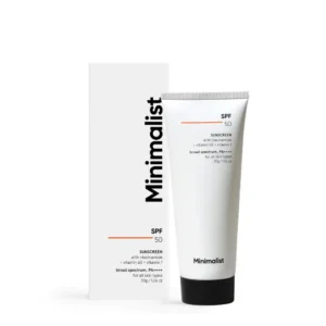 Minimalist SPF 50 Sunscreen with niacinamide + vitamin b5 + vitamin f, broad spectrum, PA++++ for all skin types
