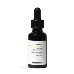 Minimalist Vitamin C 10% Face Serum for For Brighter, Glowing & Healthy Looking Skin which also reduce Sun Damage, 10 ml